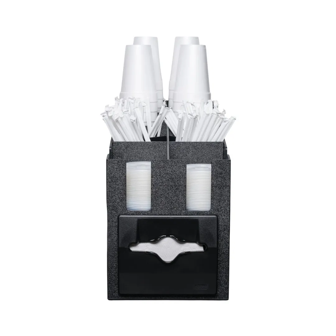 Vollrath CTNCLS-06 Napkin Dispenser 9-1/16"W×19-1/4"D×15-3/16"H Holds 100 Black ABS Napkins Cup Lid
