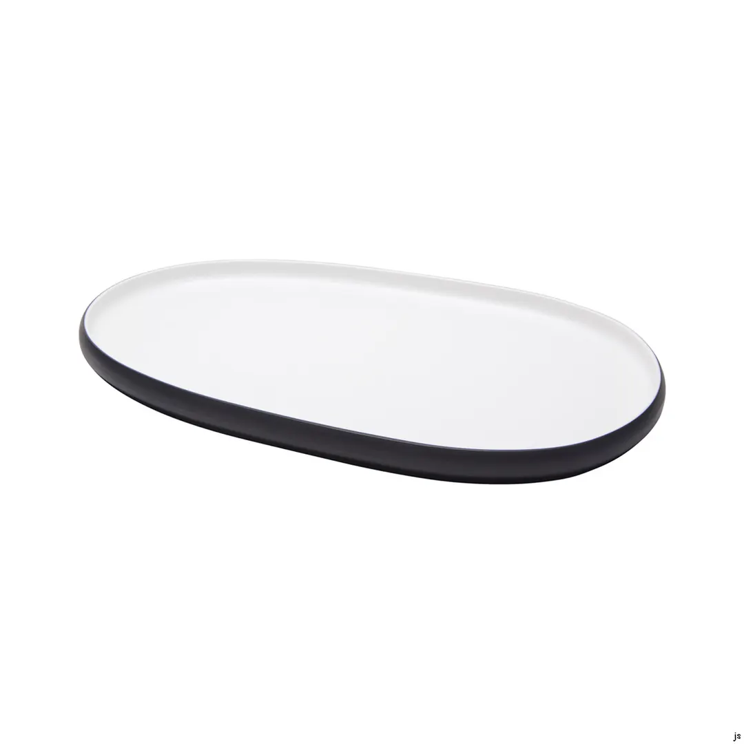 GET 21280-TOH/BK Oblong Plastic Platter, 16.1"L x 10.1"W x 1"H, Two-Tone Honey/Raven, Melamine