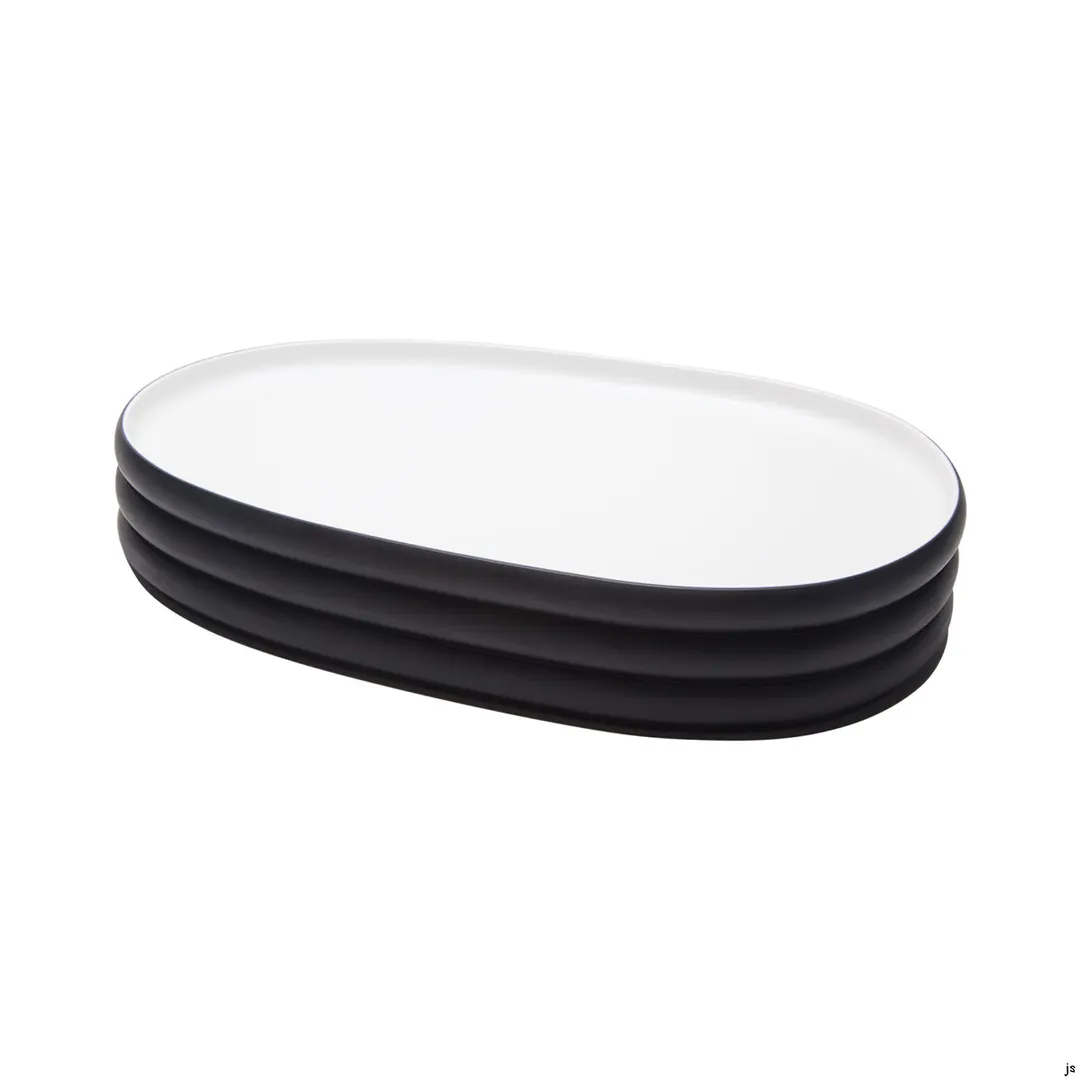 GET 21280-TOH/BK Oblong Plastic Platter, 16.1"L x 10.1"W x 1"H, Two-Tone Honey/Raven, Melamine