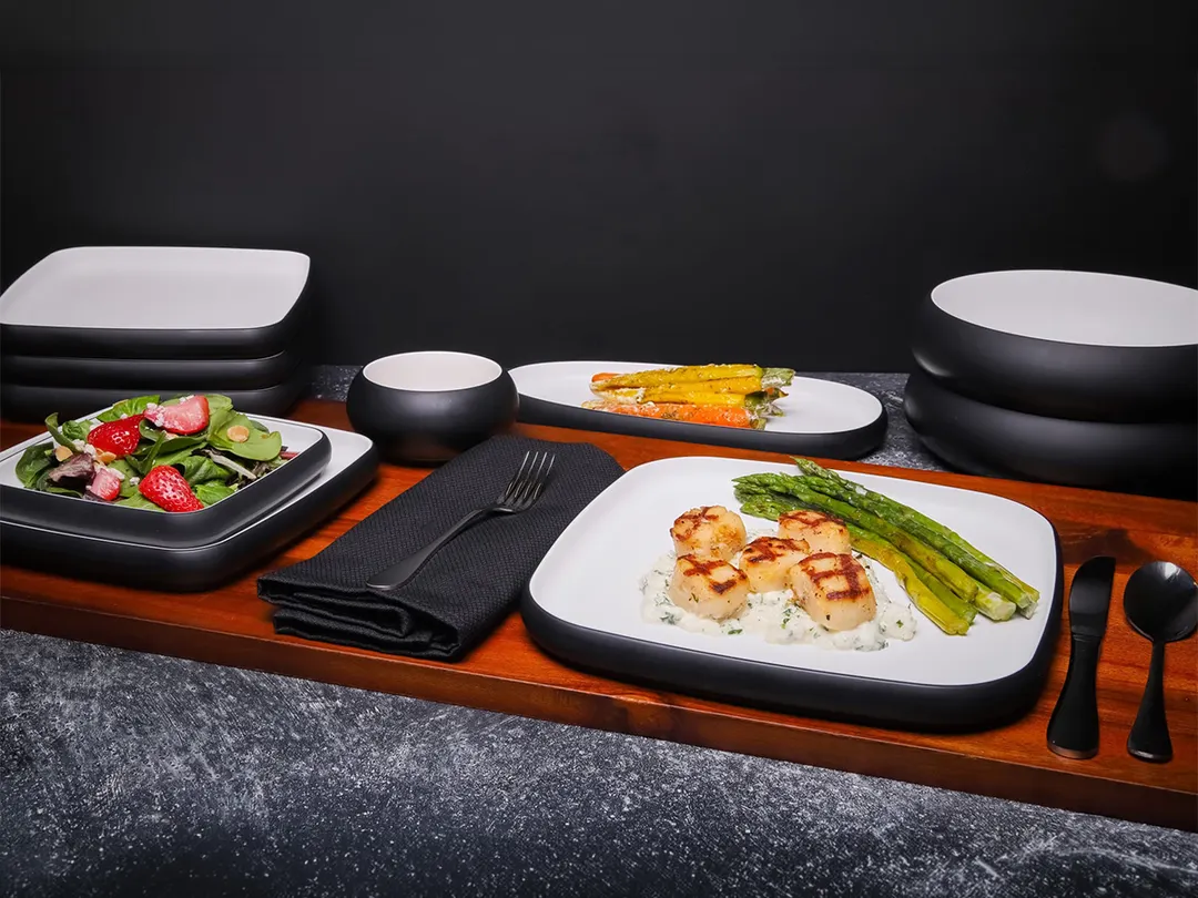 GET 21280-TOH/BK Oblong Plastic Platter, 16.1"L x 10.1"W x 1"H, Two-Tone Honey/Raven, Melamine