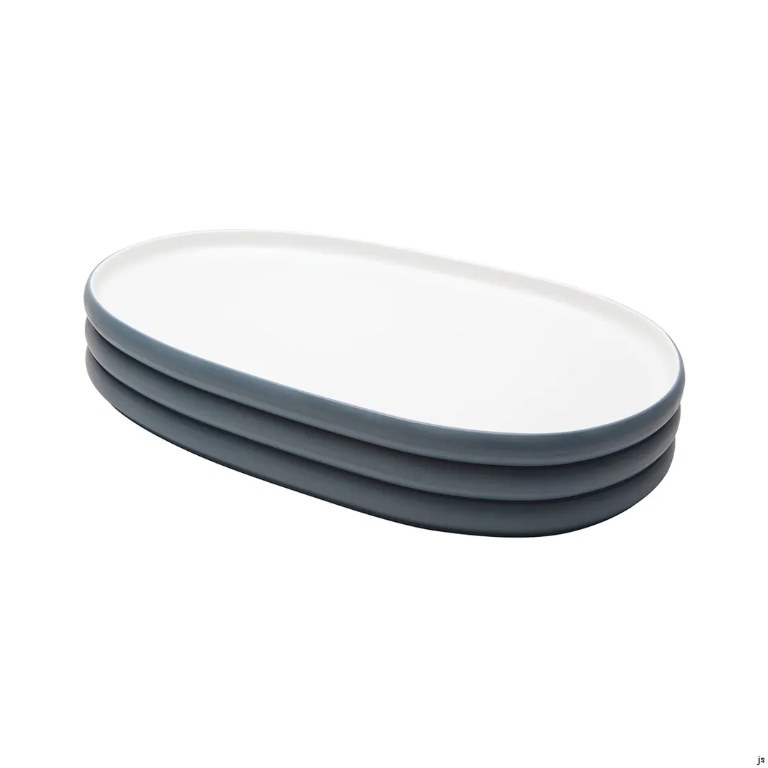 GET 21280-TOH/BL Cheforward Hatch Platter, 16.1"L x 10.1"W x 1"H, Oblong, Two-Tone Honey/Bluejay