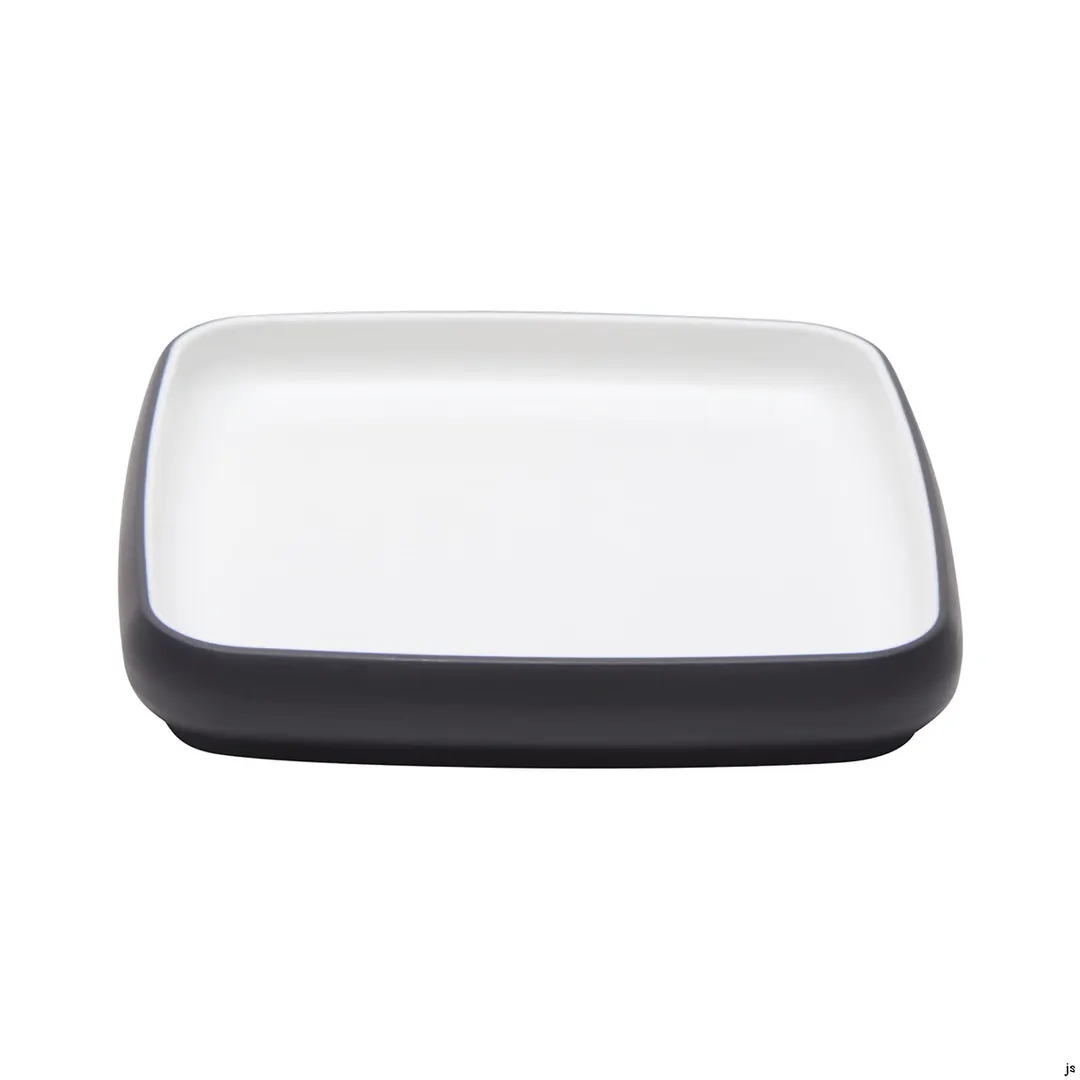 GET 21373-TOH/BK Melamine Square Plate, 6.5" Dia., Honey Interior, Raven Exterior, Cheforward Hatch