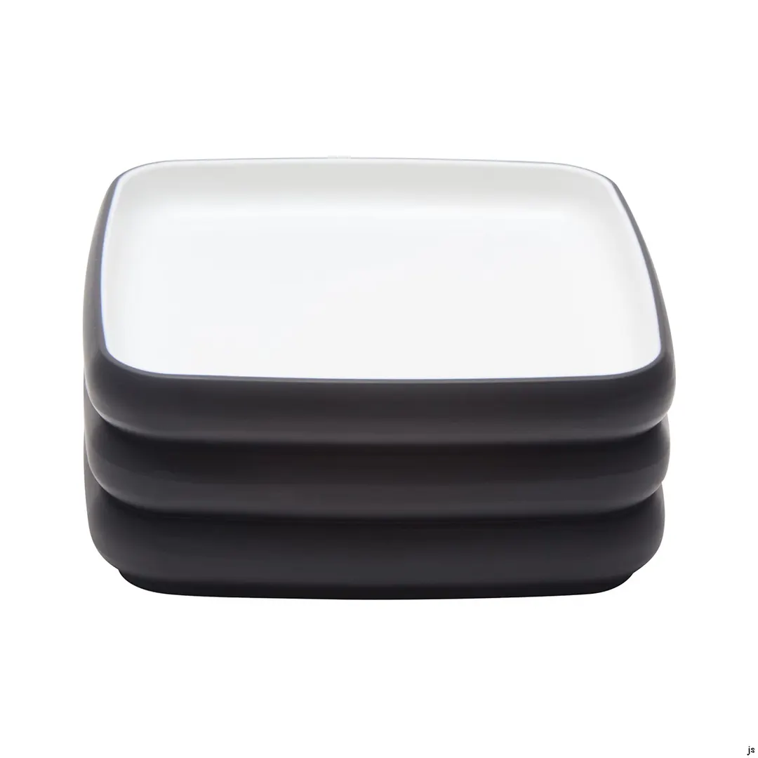 GET 21373-TOH/BK Melamine Square Plate, 6.5" Dia., Honey Interior, Raven Exterior, Cheforward Hatch