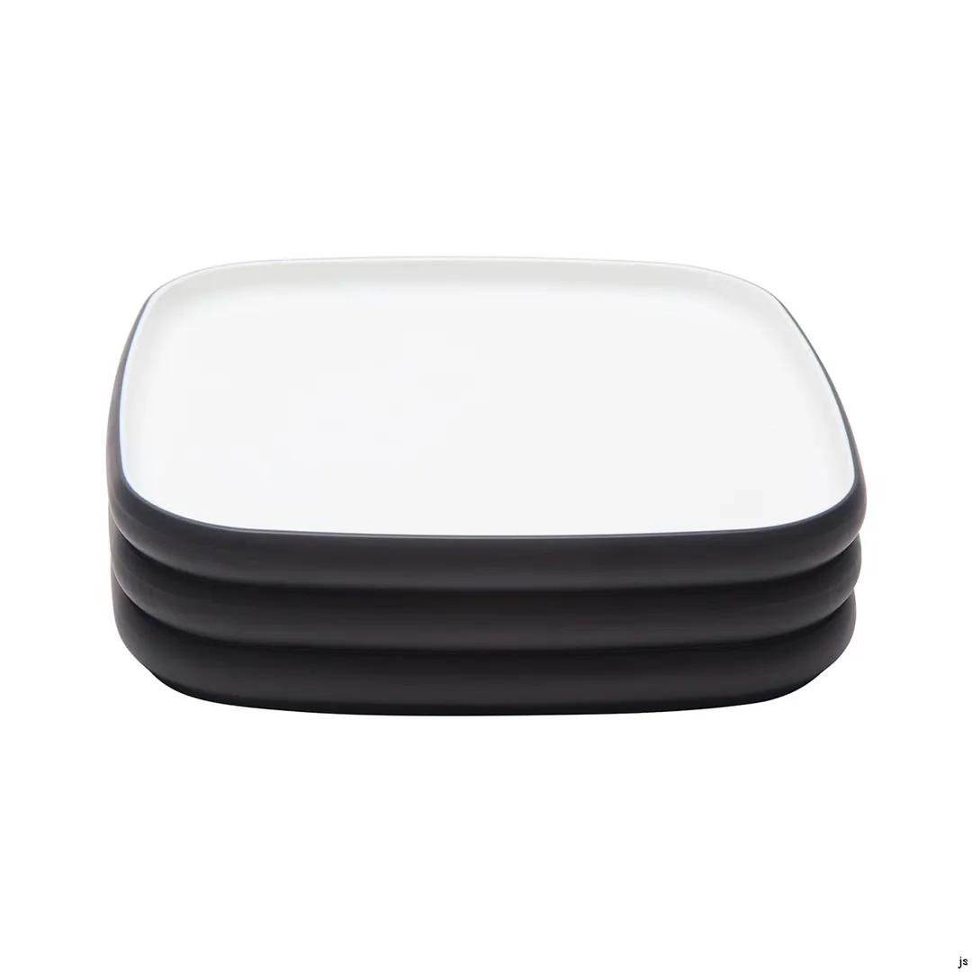 GET 21375-TOH/BK Cheforward Plate, 10.5" Square, Two-Tone Honey Interior/Raven Exterior, Melamine