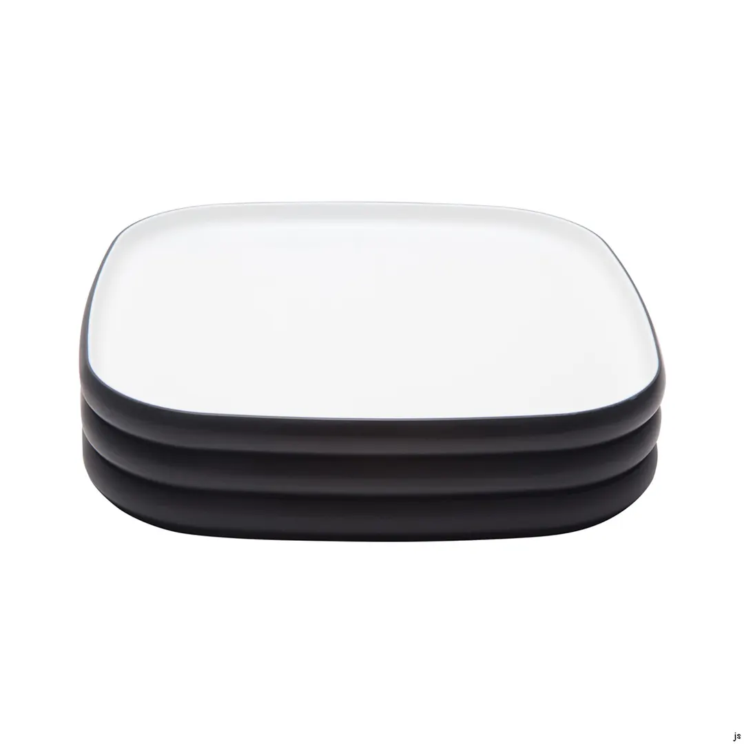GET 21376-TOH/BK Cheforward Hatch Plate, 12" Square, Two-Tone Honey/Raven, Melamine, Plastic Plate