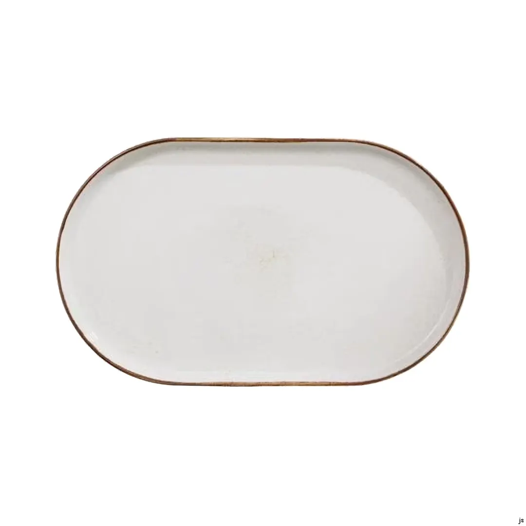 GET PA1605997706 Rustic Porcelain Serving Tray, 14.1" x 8.5", Rectangular Beige