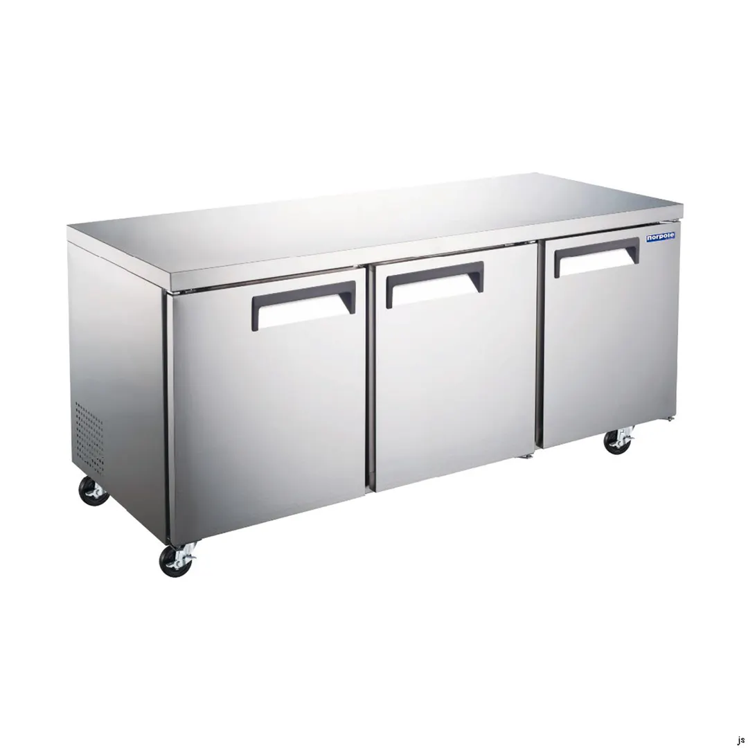 Norpole NE3R-72UC 72" 3-Door Undercounter Refrigerator, Stainless Steel, 18 cu. ft.
