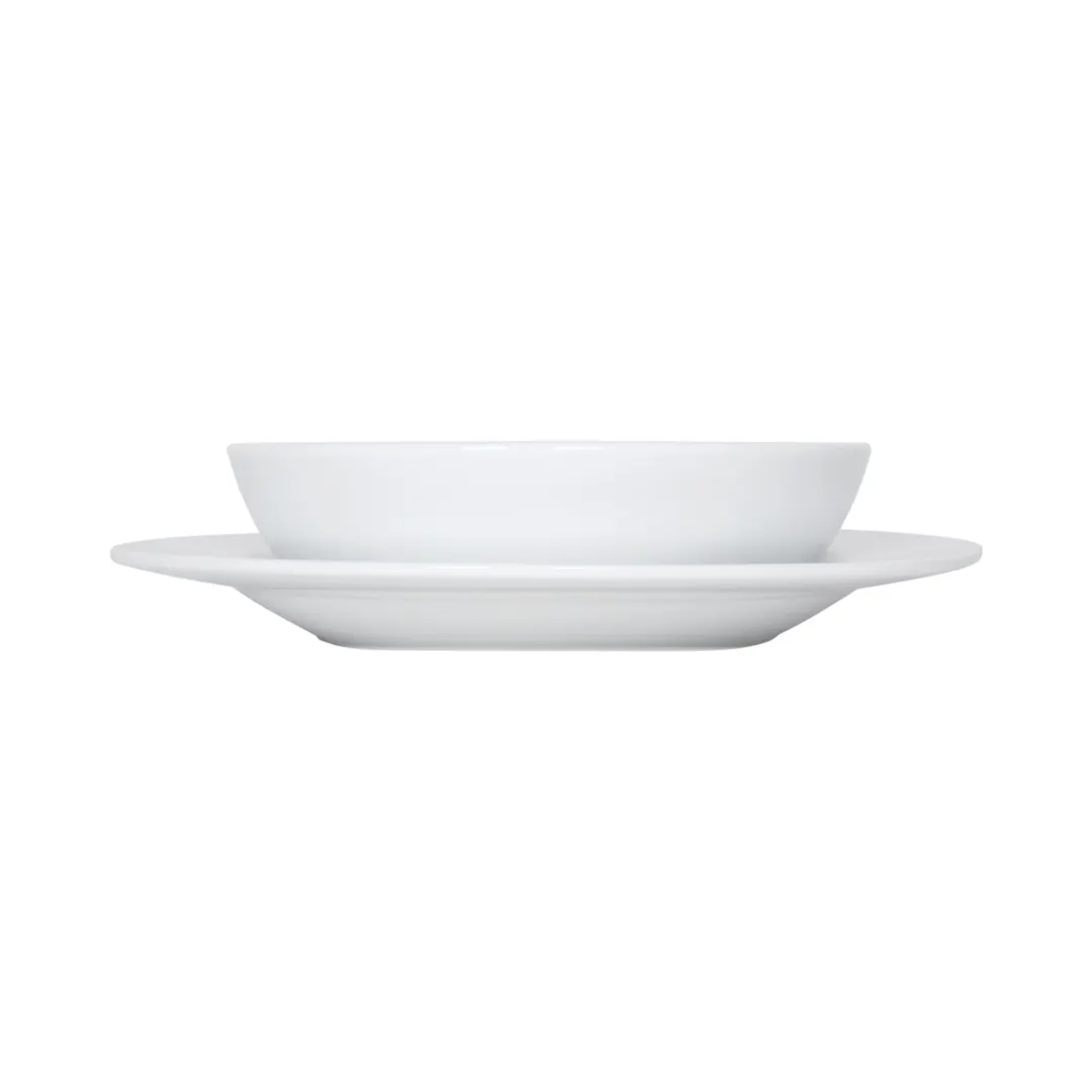 Dinex DX92PCP02 - 9" Round White Porcelain China Plate, 2-Piece Set - 1/Case