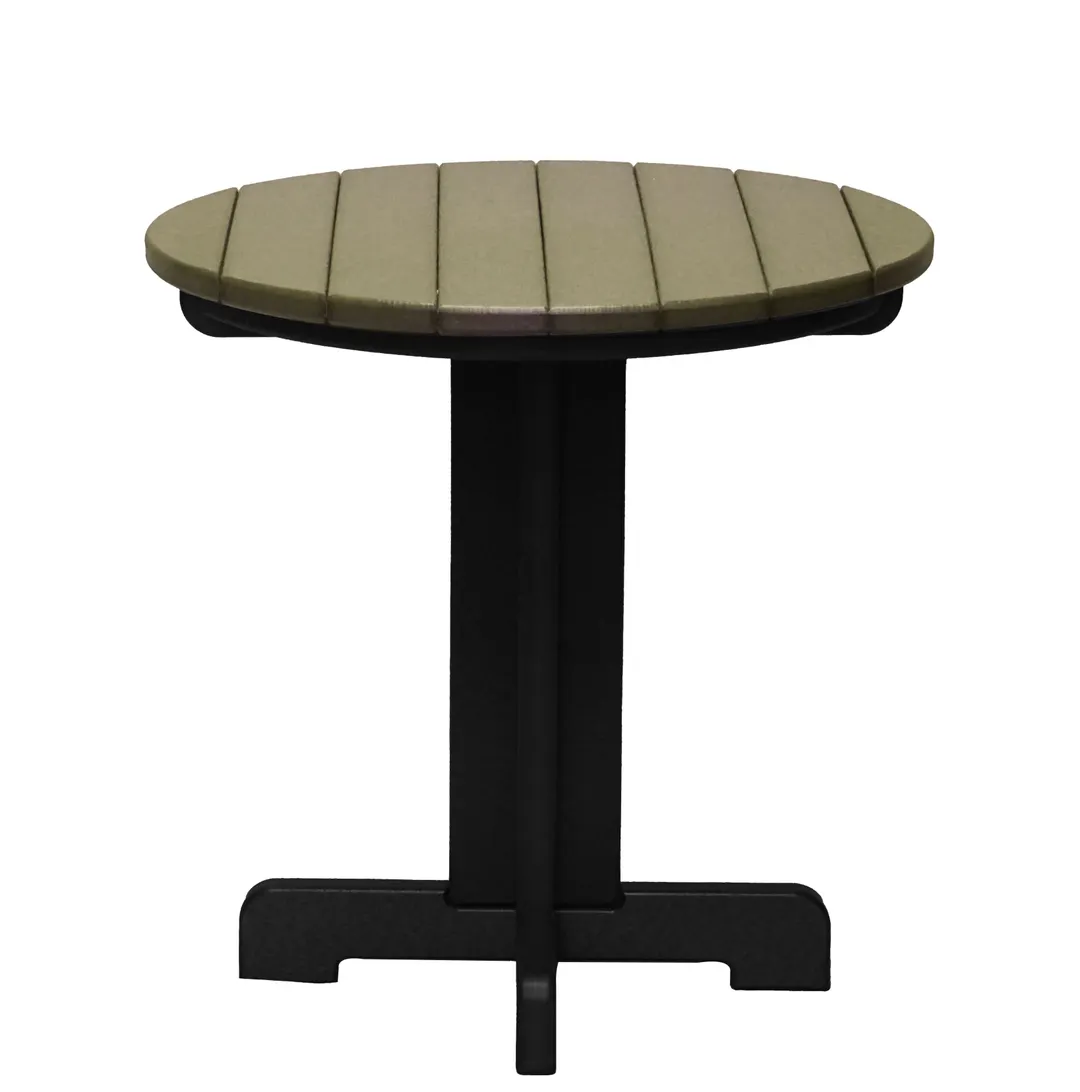 Grosfillex UT814886 Kailua Round HDPE Low Table, 20 Inch, Weathered Oak/Black