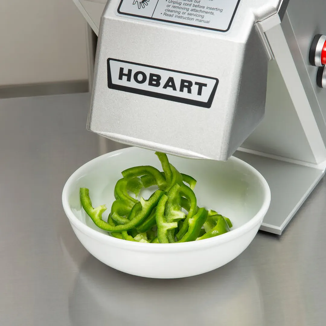 Hobart FP100-1A Benchtop Continuous Feed Food Processor with PLATE-3PACK-SS, 11 lbs per/min, 1/3 hp