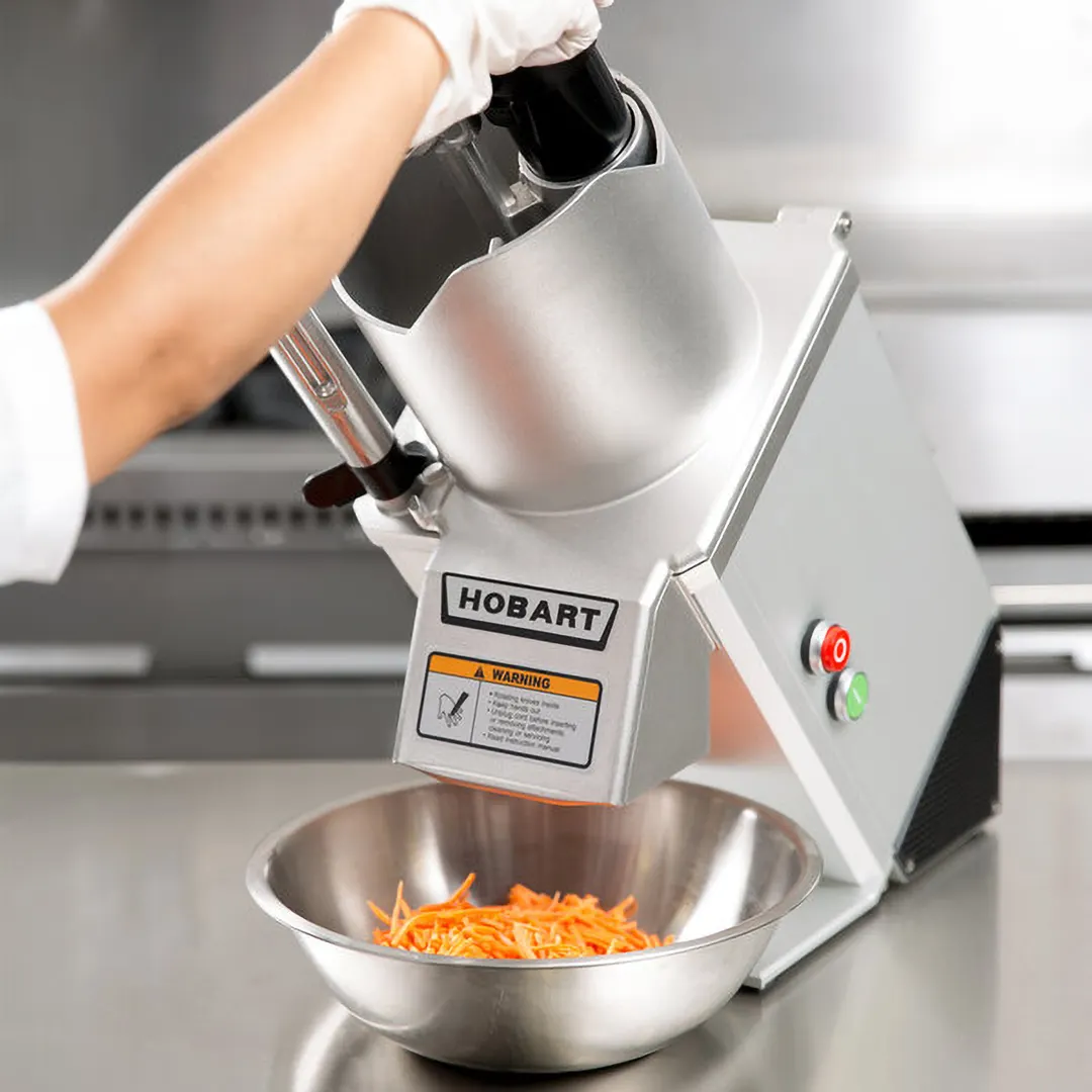 Hobart FP150-1A Benchtop Continuous Feed Food Processor with 15PLATE-3PACK-SS, 14 lbs per/min, 1/2 hp