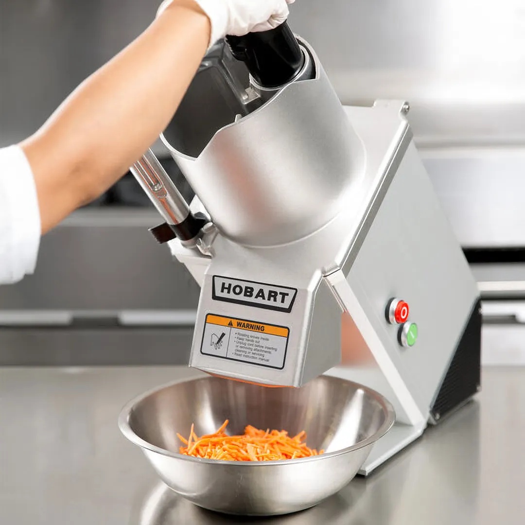 Hobart FP150-1B Benchtop Continuous Feed Food Processor with 15PLTSS-6PACK-SS, 14 lbs per/min, 1/2 hp