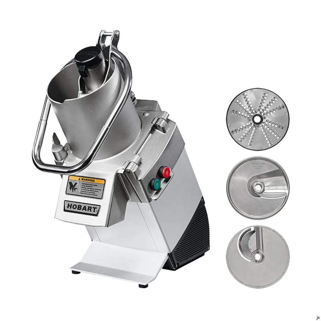 Hobart FP250-1A Benchtop Continuous Feed Food Processor with 15PLATE-3PACK-SS, 17 lbs per/min, 3/4 hp