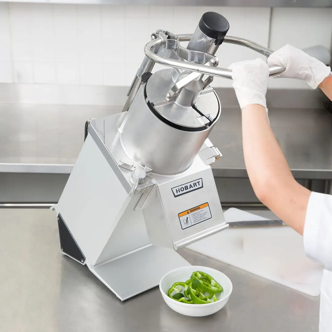 Hobart FP350-1A Benchtop Continuous Feed Food Processor with 3PLATE-3PACK-SS, 26 lbs per/min, 1 hp