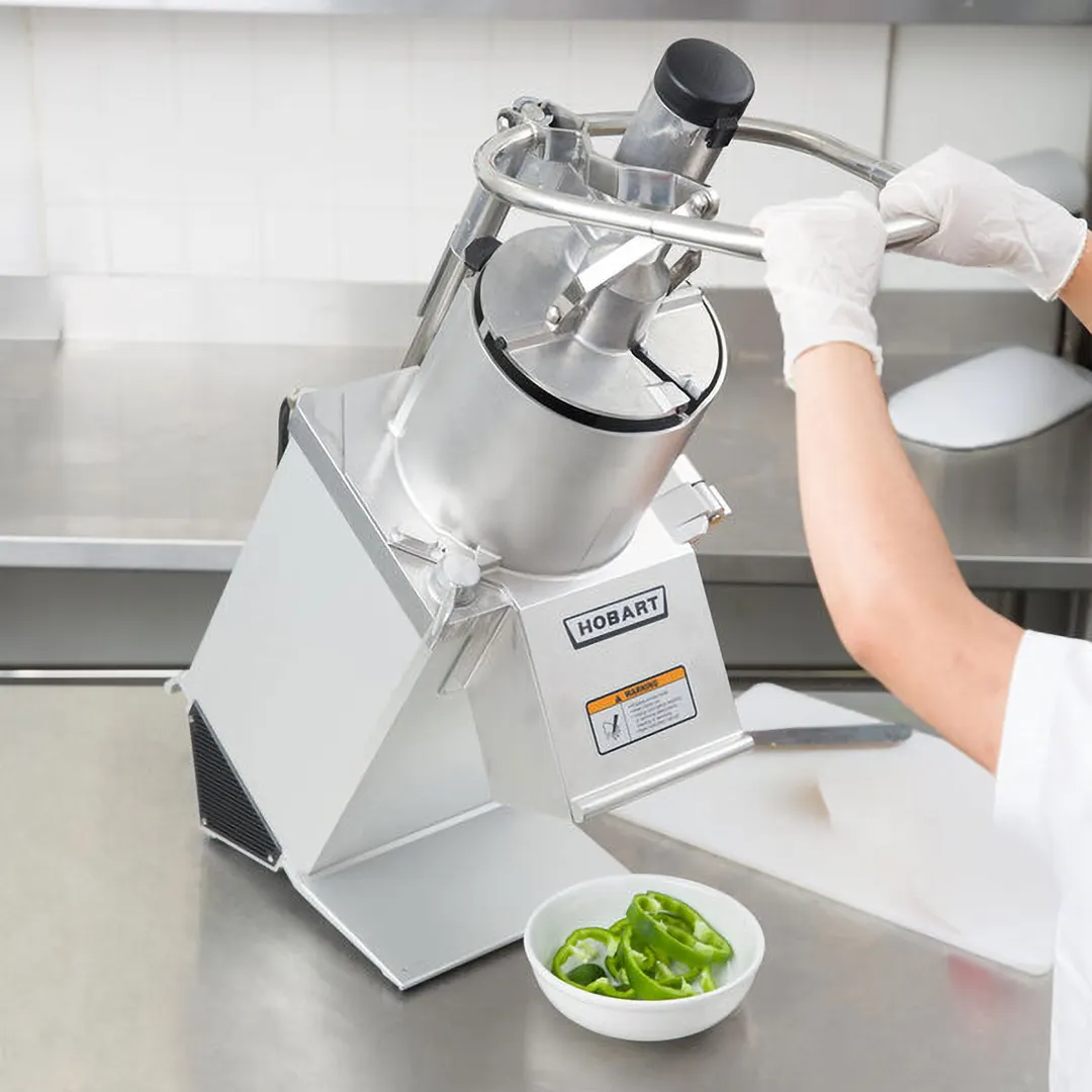 Hobart FP350-1B Benchtop Continuous Feed Food Processor with 3PLATE-6PACK-SSP, 26 lbs per/min, 1 hp