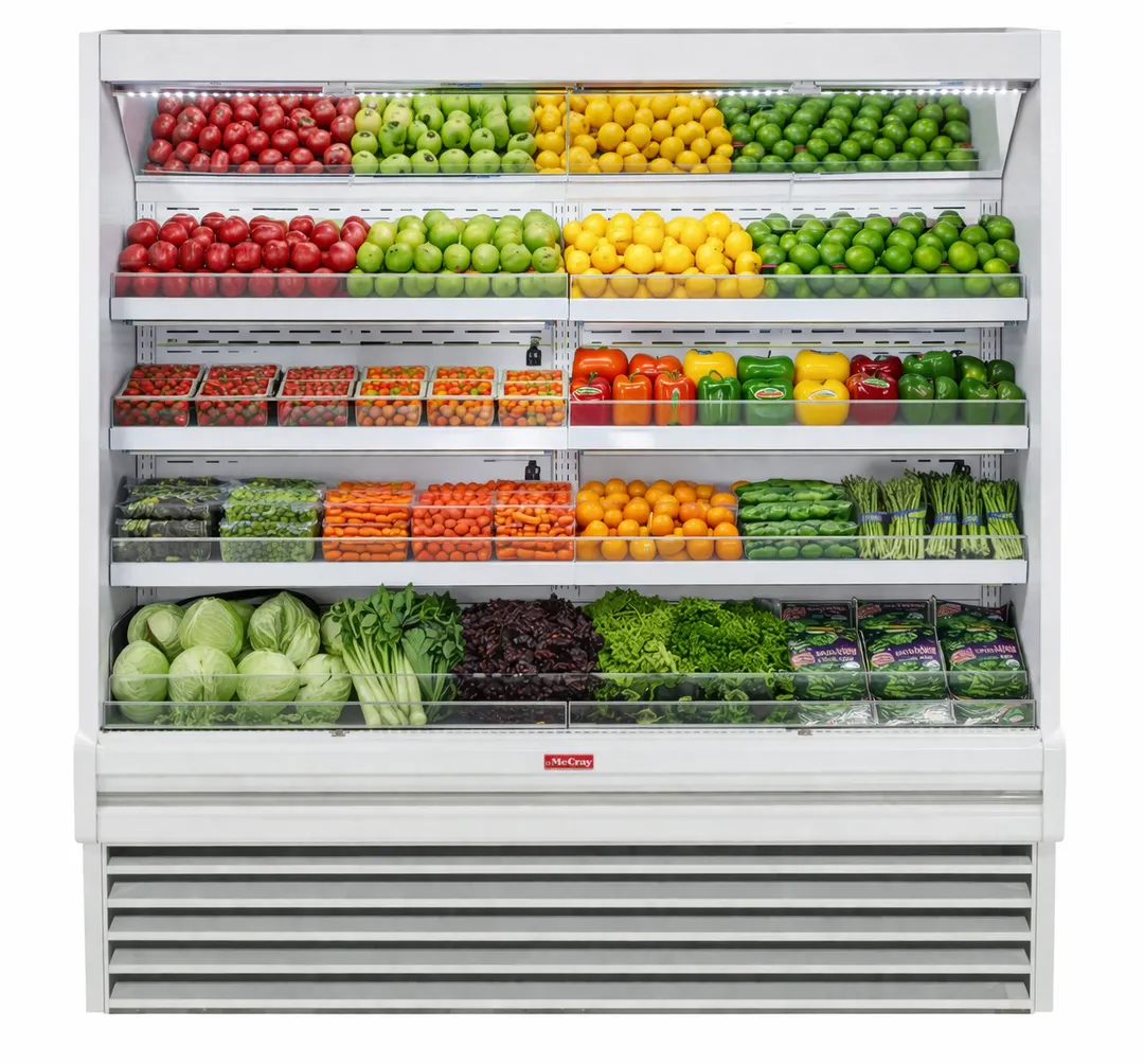 Howard-McCray R-OP35E-6-LED Produce 75" W x 78.5" H White Shelves 15' Mirror 115V 4A UL‑Sanitation