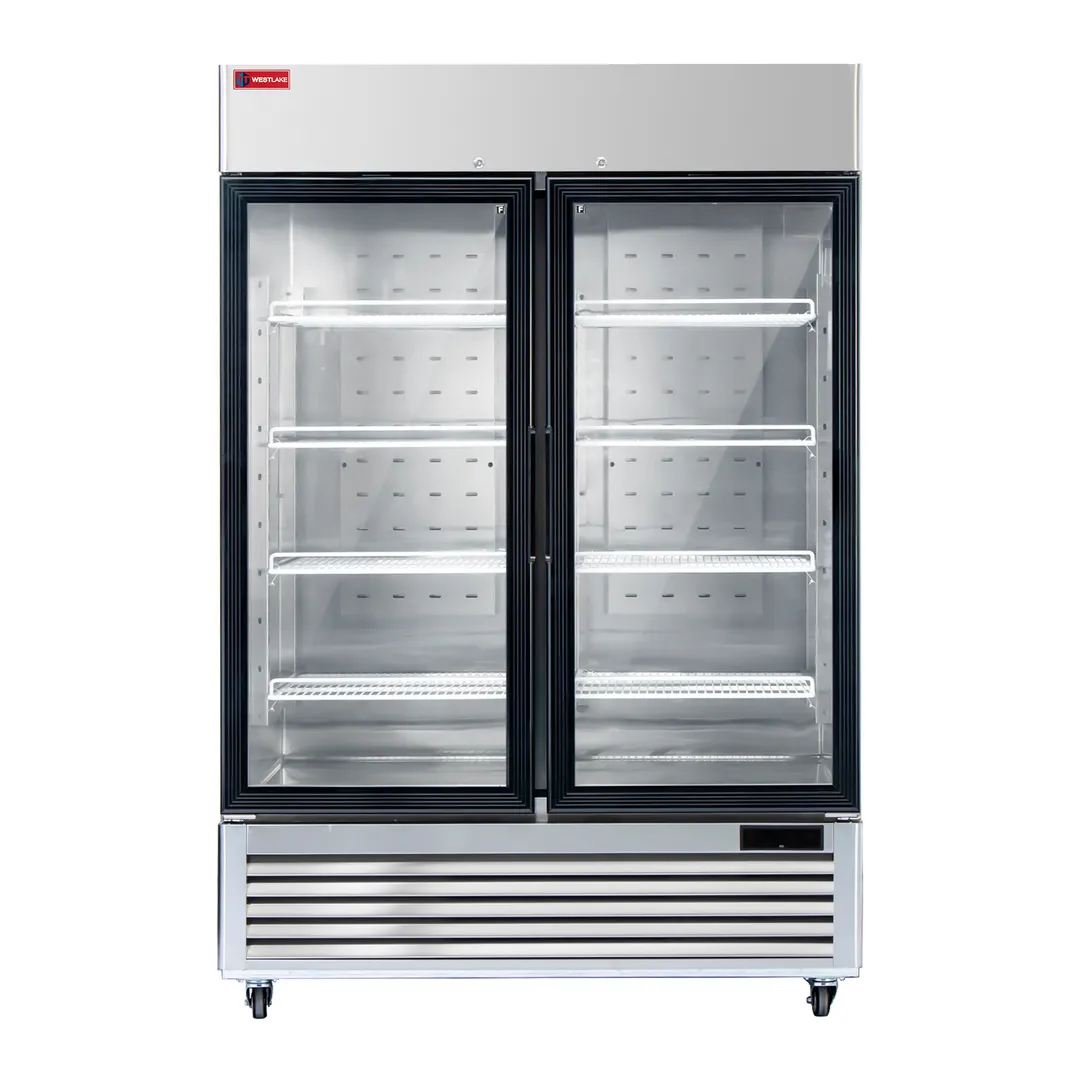 Westlake WK-49FG 49 cu ft 2‑Section Self‑Contained Glass Door Freezer, 54" Wide, Silver Finish, R290