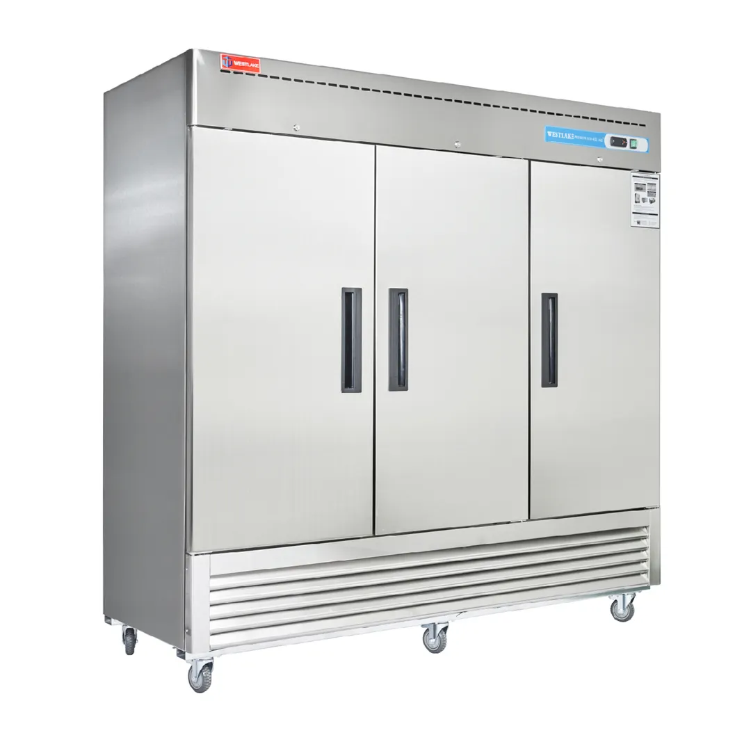 Westlake WKR-82B 81" 3-Solid Door Reach-In Refrigerator, Bottom Mounted, 72 cu. ft., Stainless Steel