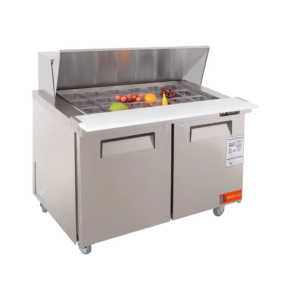 Westlake WKSR-48BM 48" 2-Door Sandwich and Salad Prep Table ,18 Pans Capacity, Fan Cooled, R290