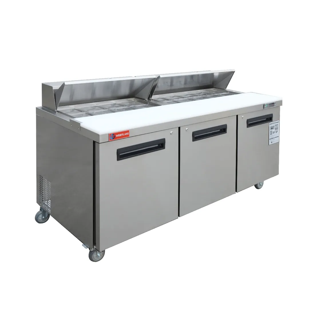 Westlake WKSR-72B 72" 3-Door Sandwich and Salad Prep Table, 18 Pan Capacity, Fan Cooling, R290