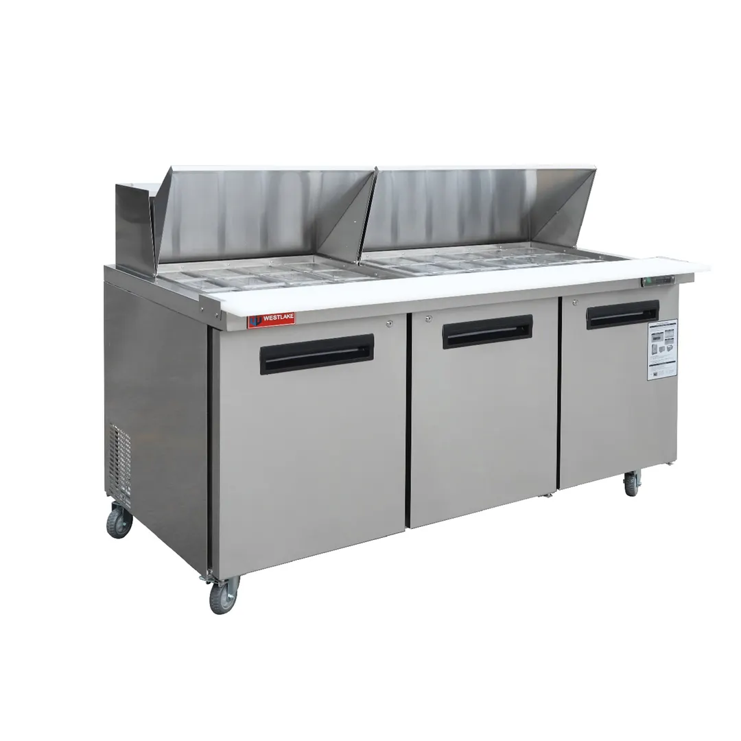 Westlake WKSR-72BM 72" 3-Door Sandwich and Salad Prep Table, 30 Pans Capacity, 33-41°F, R290