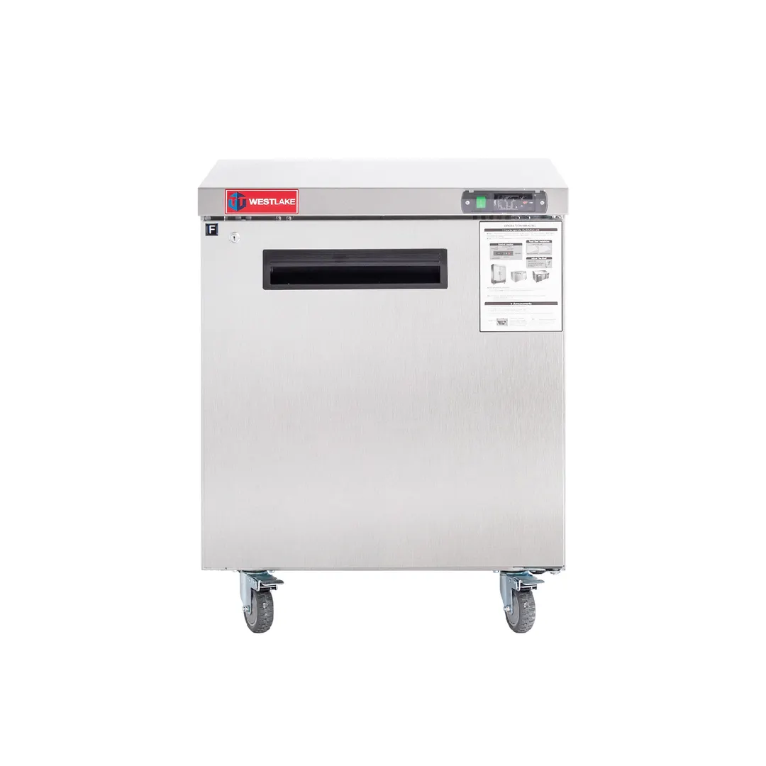 Westlake WKTF-27B 28" 1-Door Commercial Freezer Worktop, 6.4 cu. ft. Stainless Steel