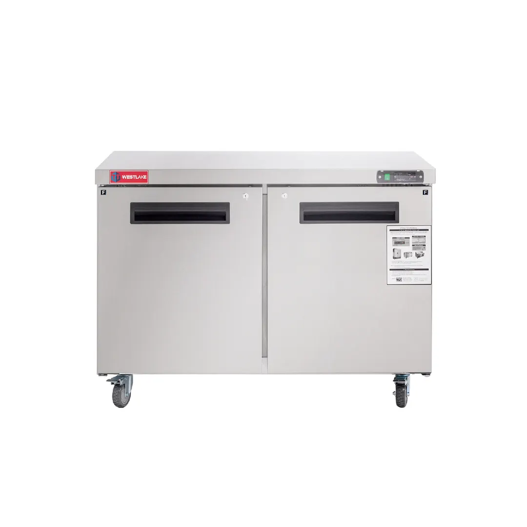Westlake WKTF-48B 48" 2-Door Commercial Freezer Worktop, 12 cu. ft. Stainless Steel