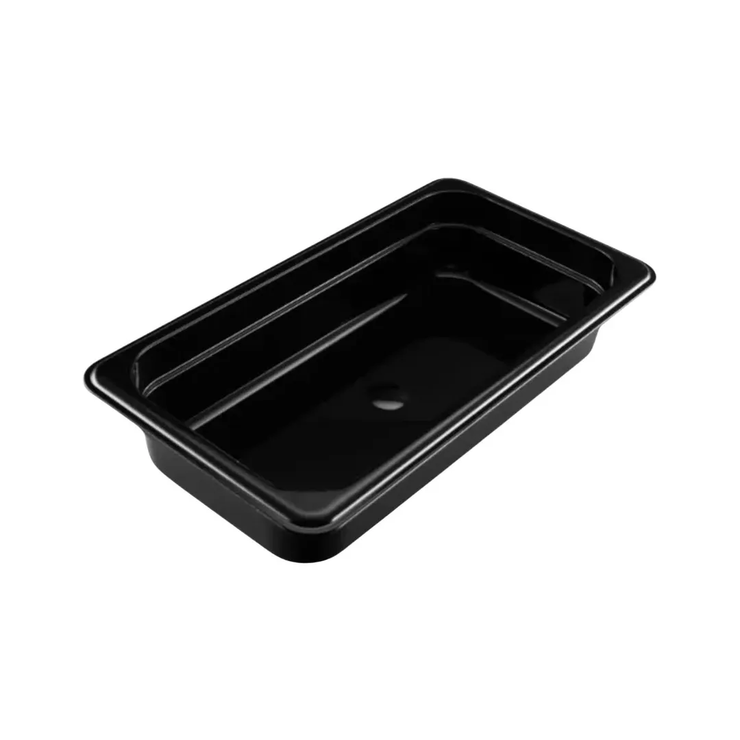 Concasse MCIP1306N - 1/3 Size Black Polycarbonate Pan, 6-7/8" W x 12-3/4" D x 2-1/2" H Stackable