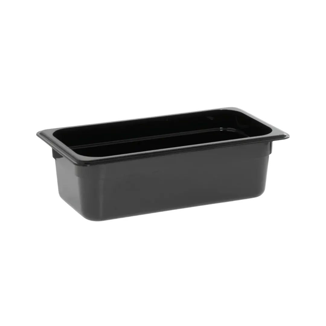 Concasse MCIP1310N 1/3 Size Black Polycarbonate Food Pan 6-7/8" W x 12-3/4" D x 4" H Stackable NSF