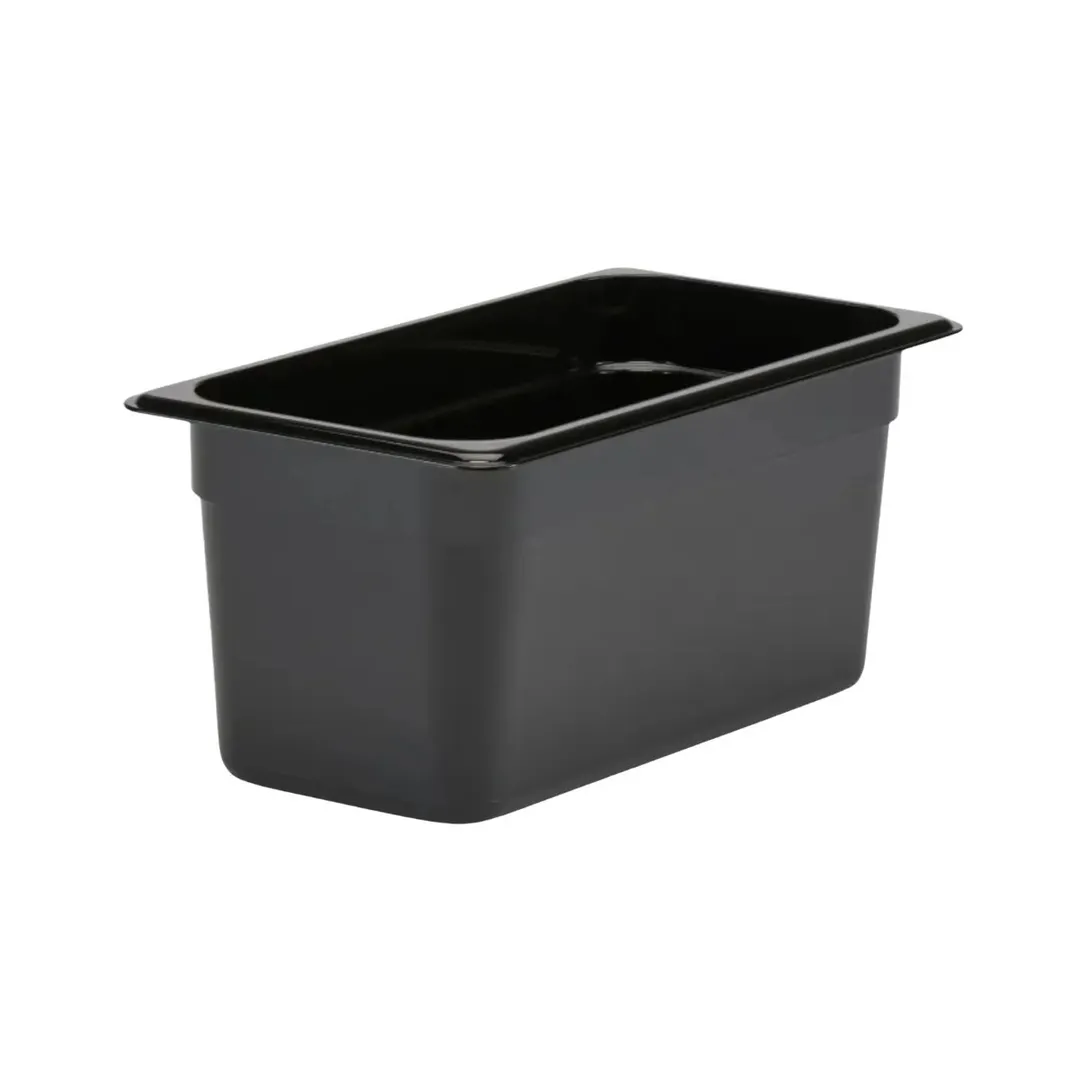 Concasse MCIP1315N 1/3 Size Black Polycarbonate Pan, 6-7/8" W x 12-3/4" D x 6" H, Stackable, NSF