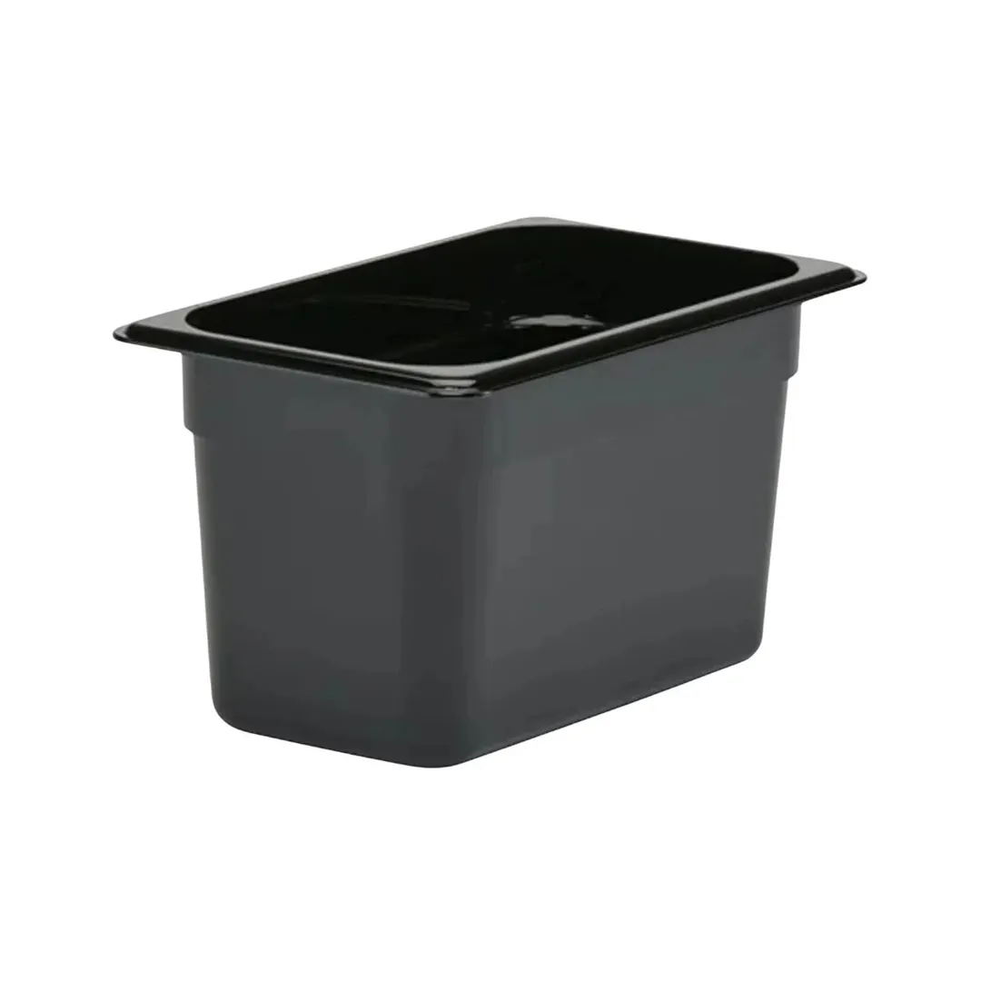 Concasse MCIP1415N 1/4 Black Polycarbonate Food Pan, 6-3/8" W x 10-3/8" D x 6" H, 6" Deep, NSF