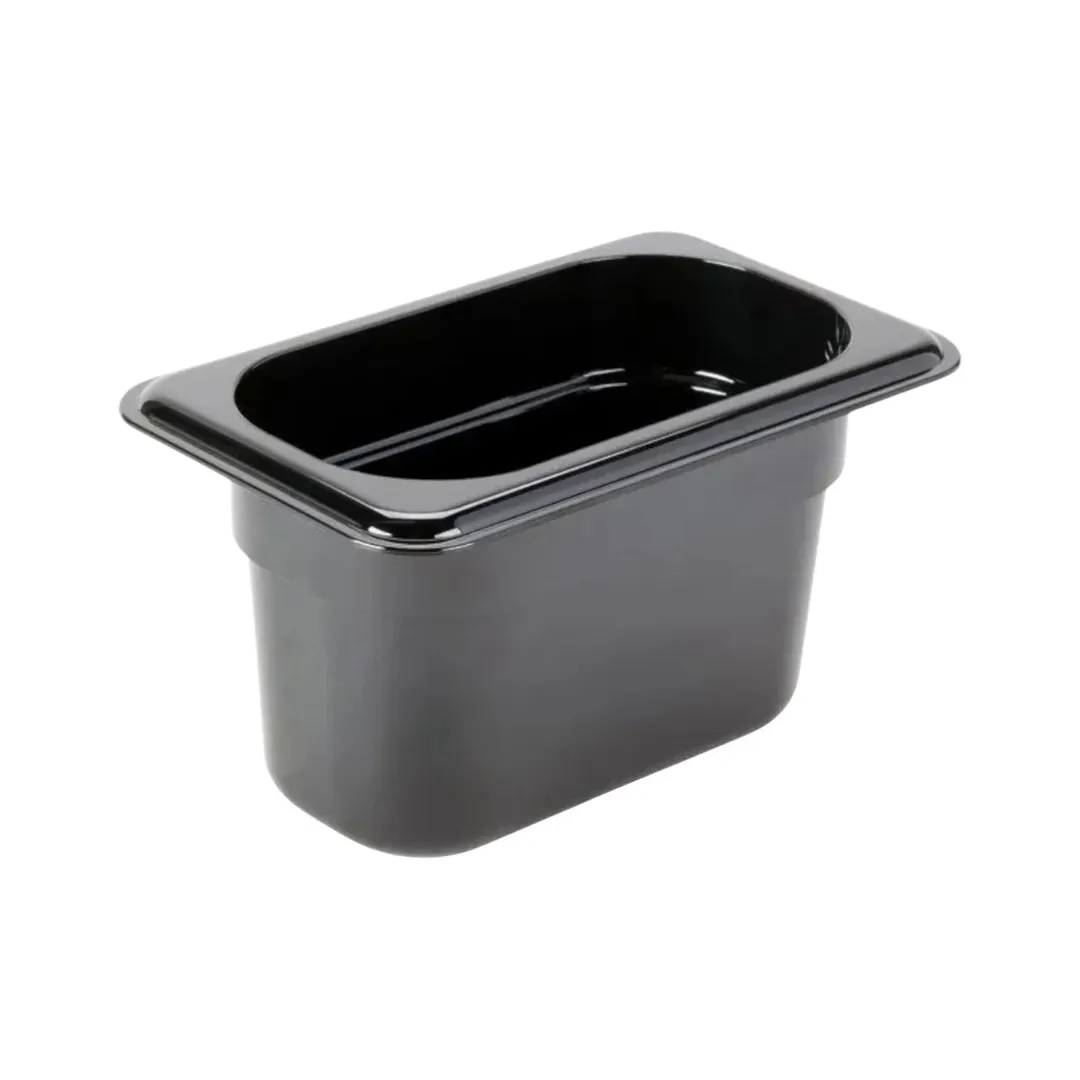 Concasse MCIP1910N 1/9 Size Food Pan, 6-7/8" W x 4-1/4" D x 4" H, 4" Deep, Black Polycarbonate