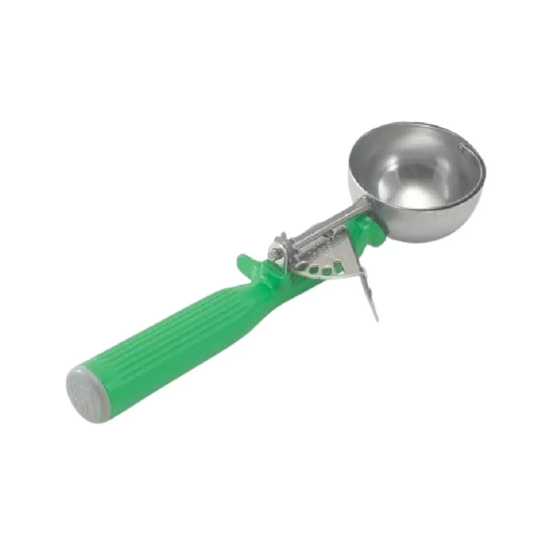 Concasse MCPP12L Portion Spoon, 12" Stainless Steel With Green Plastic Handle, 2‑2/3 Oz