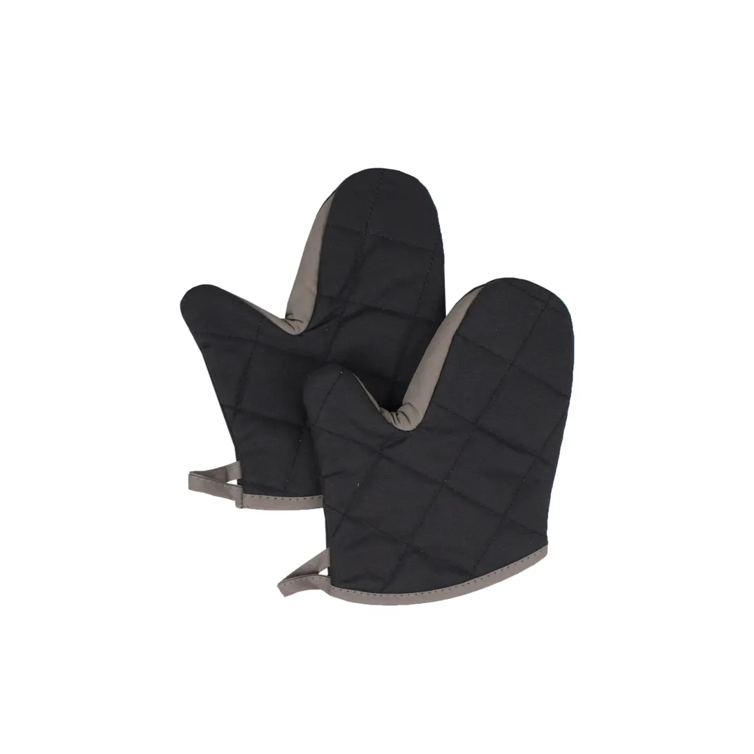 Chef Revival 2PX10BKBK-2 Pyrotex Oven Mitt, 10" Wrist Length, Kevlar Thread, Black/Beige - 1 Pair