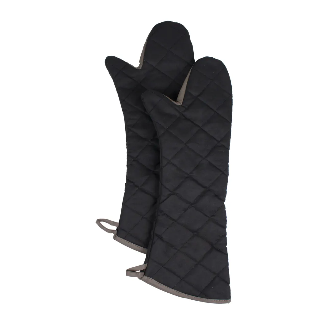 Chef Revival 2PX24ELBKBK-2 Oven Mitt, 24" Pyrotex, Black with Beige Trim, Flame-Resistant - 1 Pair