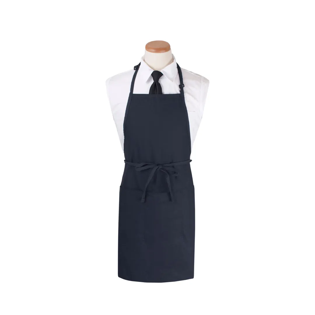 Chef Revival 3PBIAELNV Bib Apron, 26" x 31" Extra Long, 3 Front Pockets, Navy Blue, DuraSERV Polyester