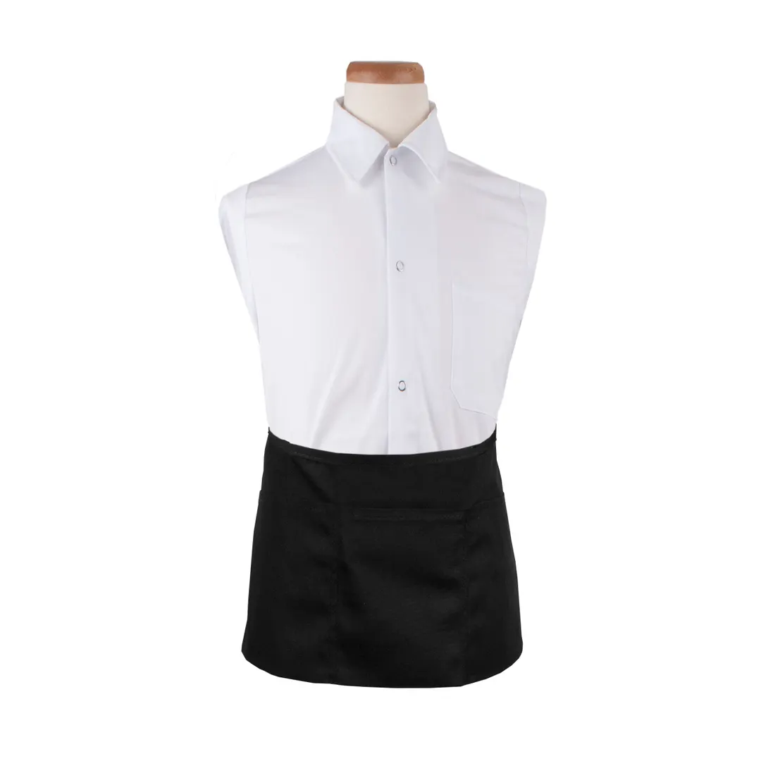 Chef Revival 3PWACBK Waist Apron, 25" x 11", 4 Pockets, DuraSERV Polyester, Fade-Resistant Black