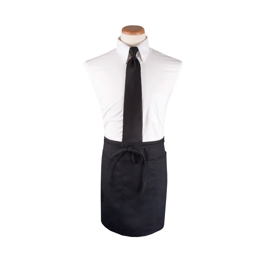 Chef Revival 3PWACELBK Waist Apron, 26" x 18-1/2", 3 Pockets, Black, Polyester
