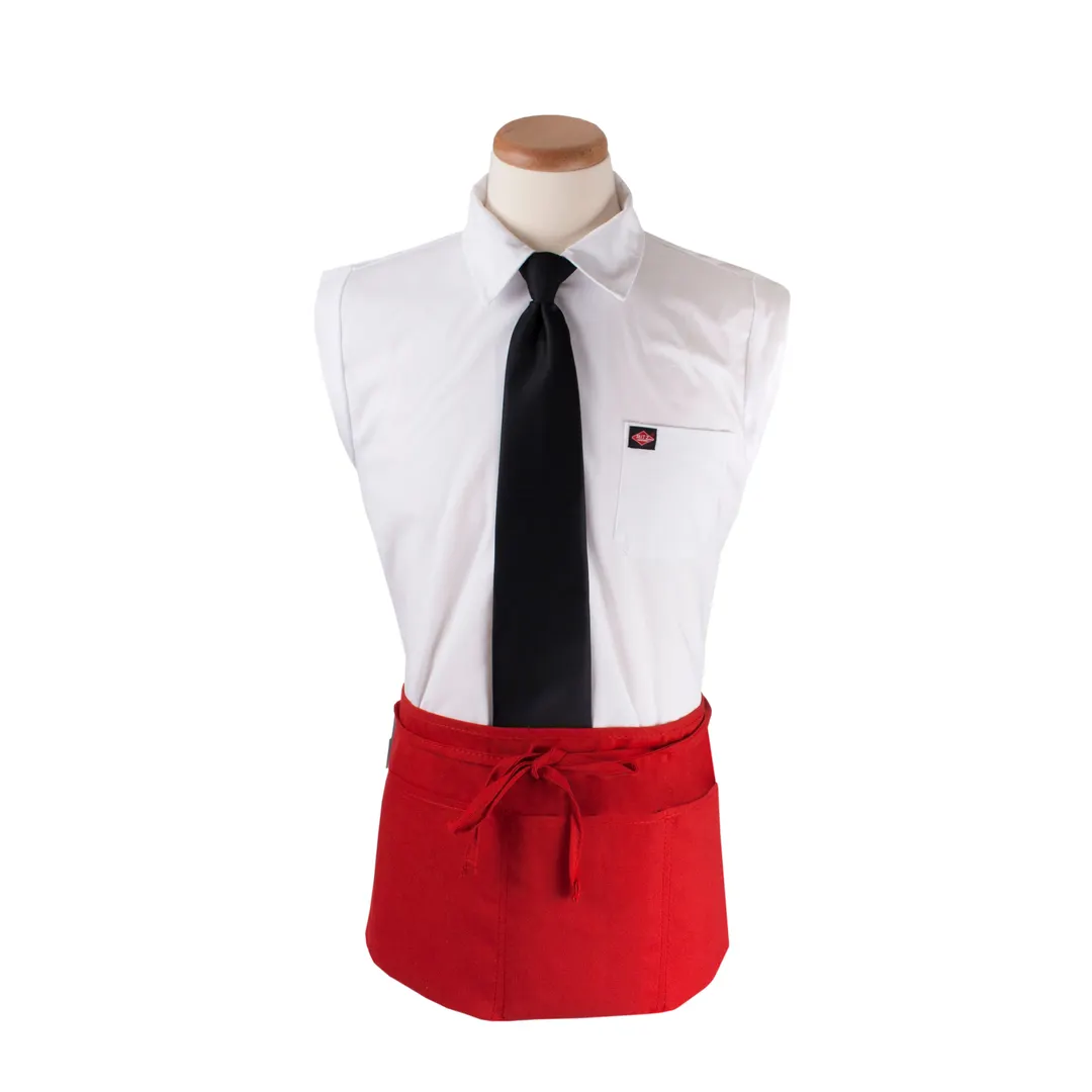 Chef Revival 3PWACRD Apron - 25" x 11" Red Polyester, Water-Resistant, 4 Pockets (3 Pocket + Pen)