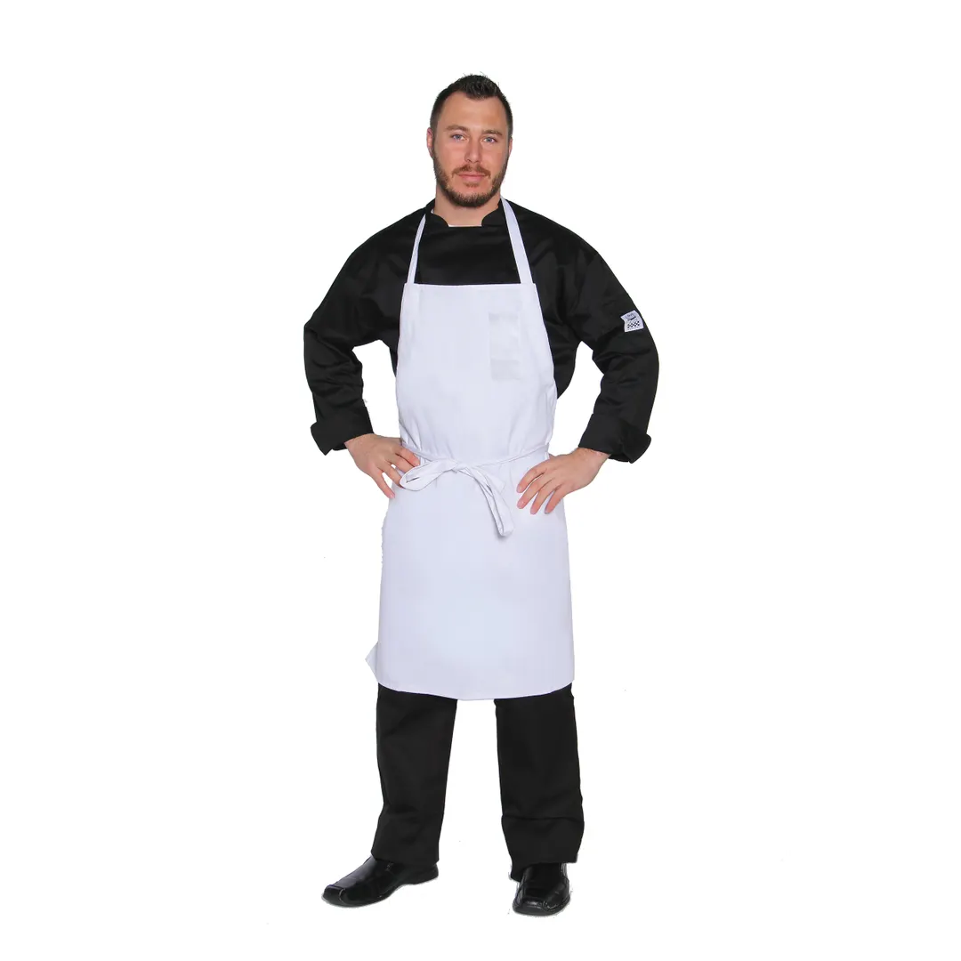 Chef Revival 411BA-WH Bib Apron, 29" x 34", Adjustable Neck Strap, White, Poly/Cotton