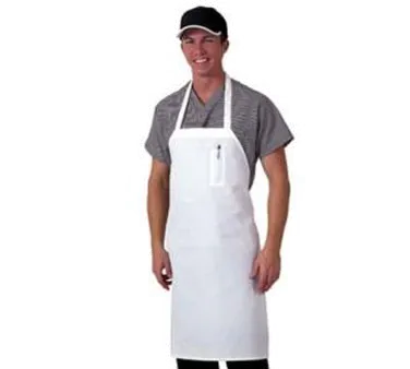 Chef Revival 600BAW-D Bib Apron, 34" x 34", White, Twill Fabric, Pencil Pocket, Self‑Tie
