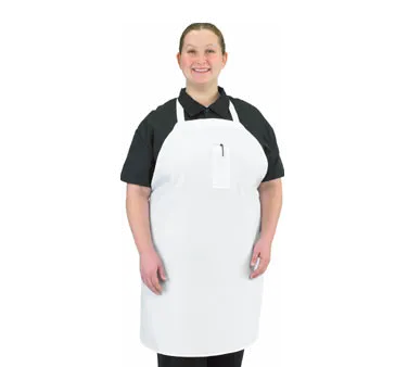 Chef Revival 600BAW Economy Bib Apron – 34" x 34" Standard Style, Poly/Cotton Blend, White, One Pencil Pocket
