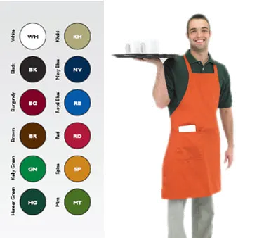Chef Revival 601BAC-RB Bib Apron, 28" x 34", Royal Blue, EZ-Blend Poly-Cotton, Large Side Pocket