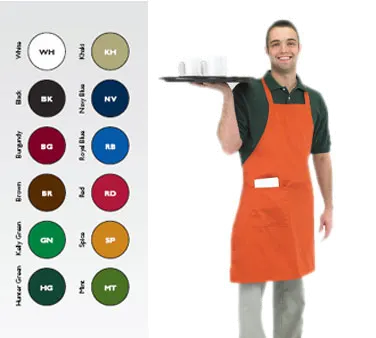 Chef Revival 601BAC-RD Bib Apron, 28" x 34", Red, EZ-Blend Poly-Cotton, Large Side Pocket