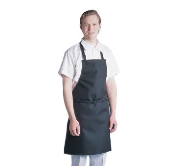 Chef Revival 601MAJ-BK Bib Apron, 27" x 33", Polyester Waterproof, Fire‑Retardant, Black Neck Strap