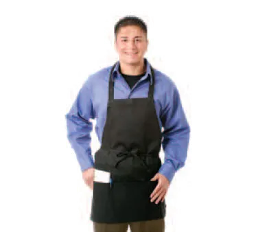 Chef Revival 602PS-BK Bib Apron, 27" x 24", 3 Pockets, DuraSERV Polyester, Black