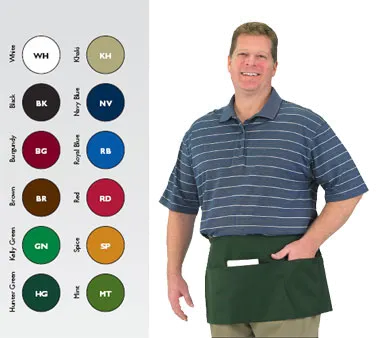 Chef Revival 605WAFH-GN Waist Apron, 24" x 12", Kelly Green, Poly-Cotton, 3 Pockets
