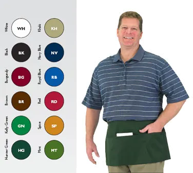 Chef Revival 605WAFH-HG Waist Apron, 24" x 12", Hunter Green, Poly-Cotton, 3 Front Pockets