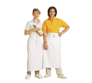 Chef Revival 607BA Waist Apron, 33" x 30", White 50/50 Twill, Side Pocket, Long Self-Ties