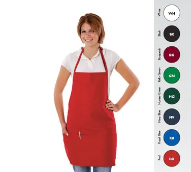 Chef Revival 612BAFH-HG Bib Apron, 28" x 27", 3 Pockets, Adjustable Neckband, Hunter Green, PolyCotton